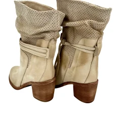 Scarpe di Maremma Stivale Artigianale In Pelle Nabuk Beige*Donna Stivali