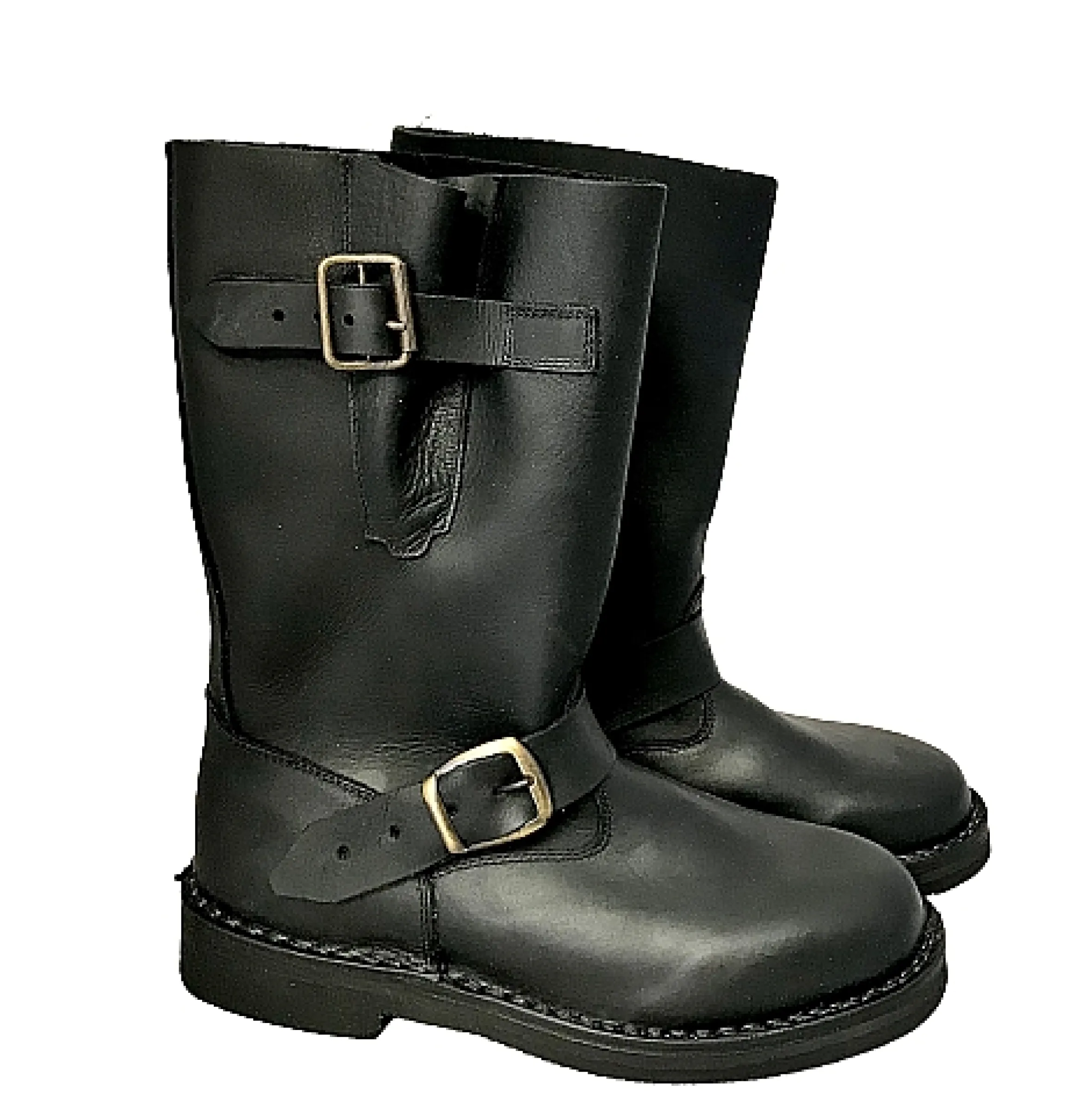 Scarpe di Maremma Stivale Artigianale Nero In Pelle Ingrassata Con Fibbie*Uomo Stivaletti