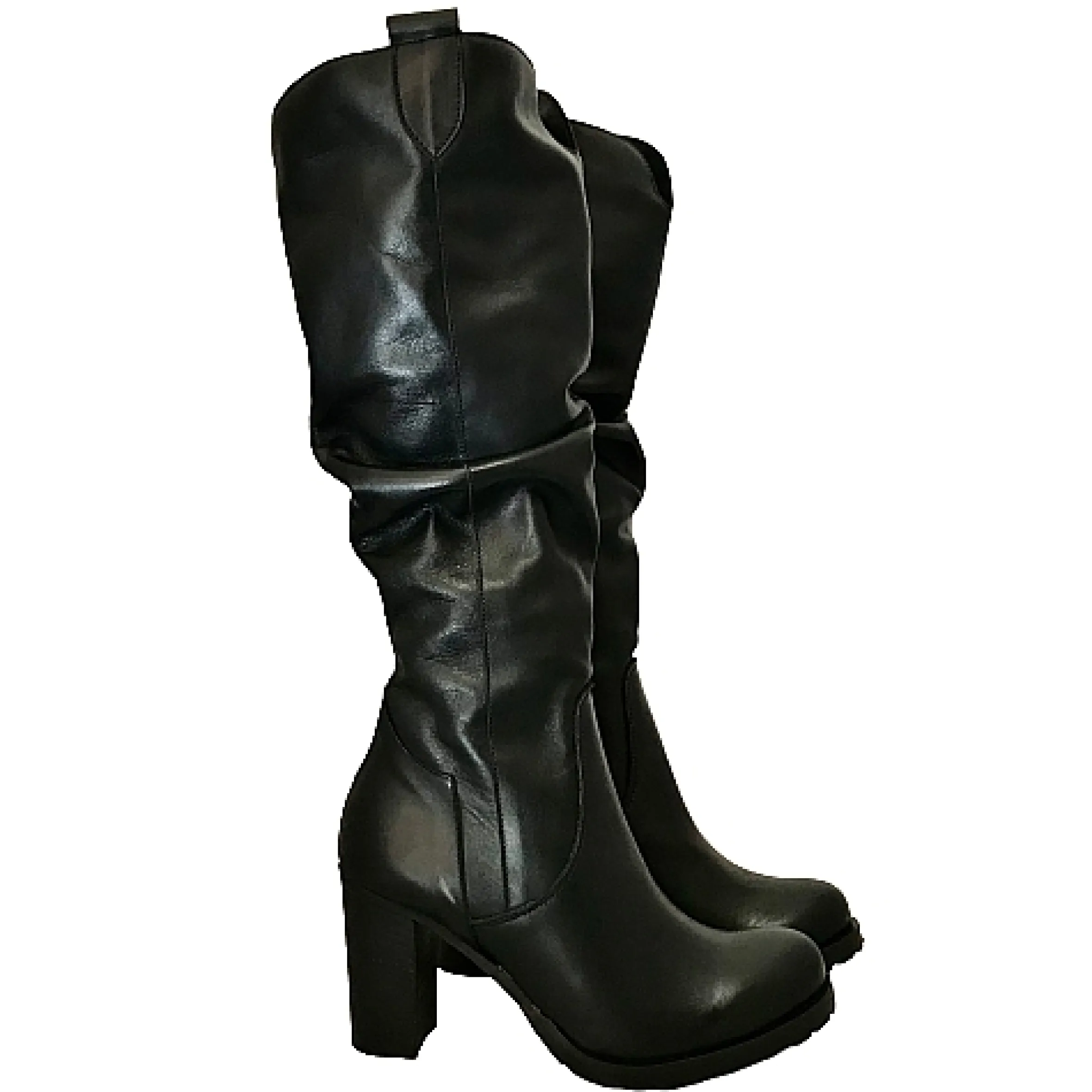 Scarpe di Maremma Stivale Artigianale Nero Con Tacco*Donna Stivali