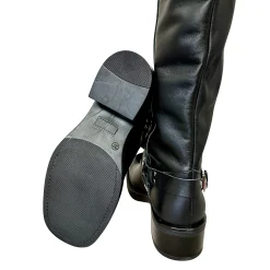 Scarpe di Maremma Stivale Biker Con Fibbie E Punta Squadrata Nero*Donna Stivali