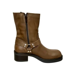 Scarpe di Maremma Stivale Biker Con Fibbie E Punta Squadrata Taupe*Donna Stivali