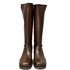 Scarpe di Maremma Stivale Biker Con Fibbie E Punta Squadrata Marrone Pfv*Donna Stivali