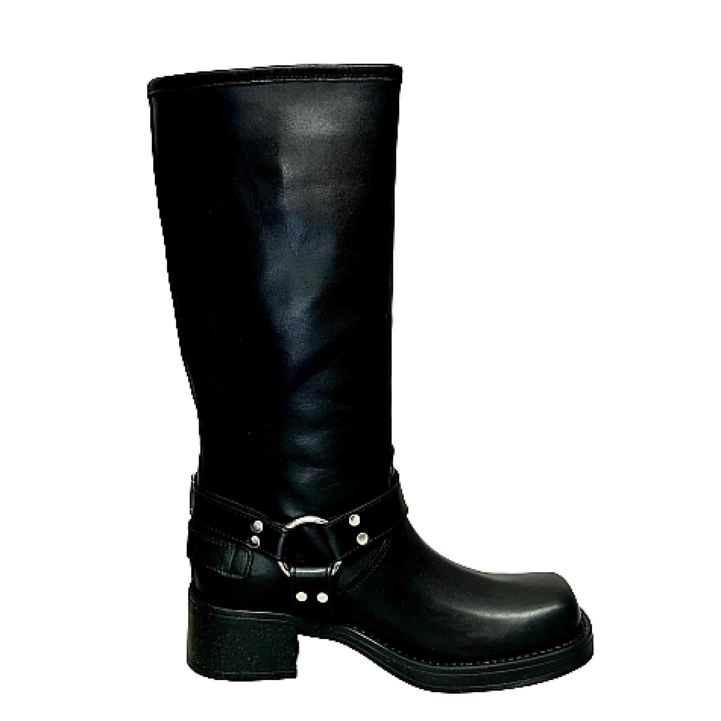 Scarpe di Maremma Stivale Biker Con Fibbie E Punta Squadrata Nero Pfv*Donna Stivali