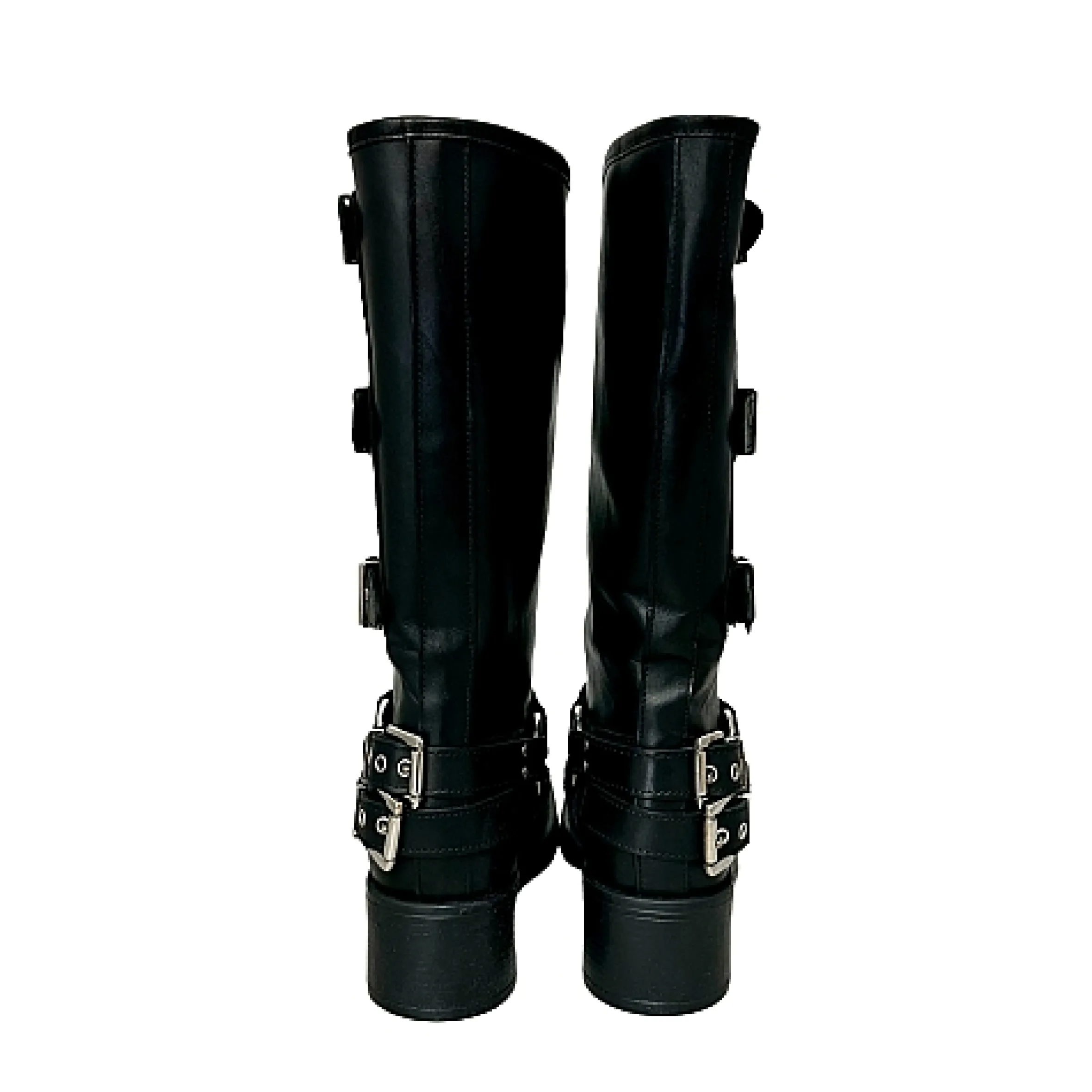 Scarpe di Maremma Stivale Biker Con Fibbie E Punta Squadrata Nero Pfv*Donna Stivali