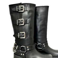 Scarpe di Maremma Stivale Biker Con Fibbie E Punta Squadrata Nero Pfv*Donna Stivali