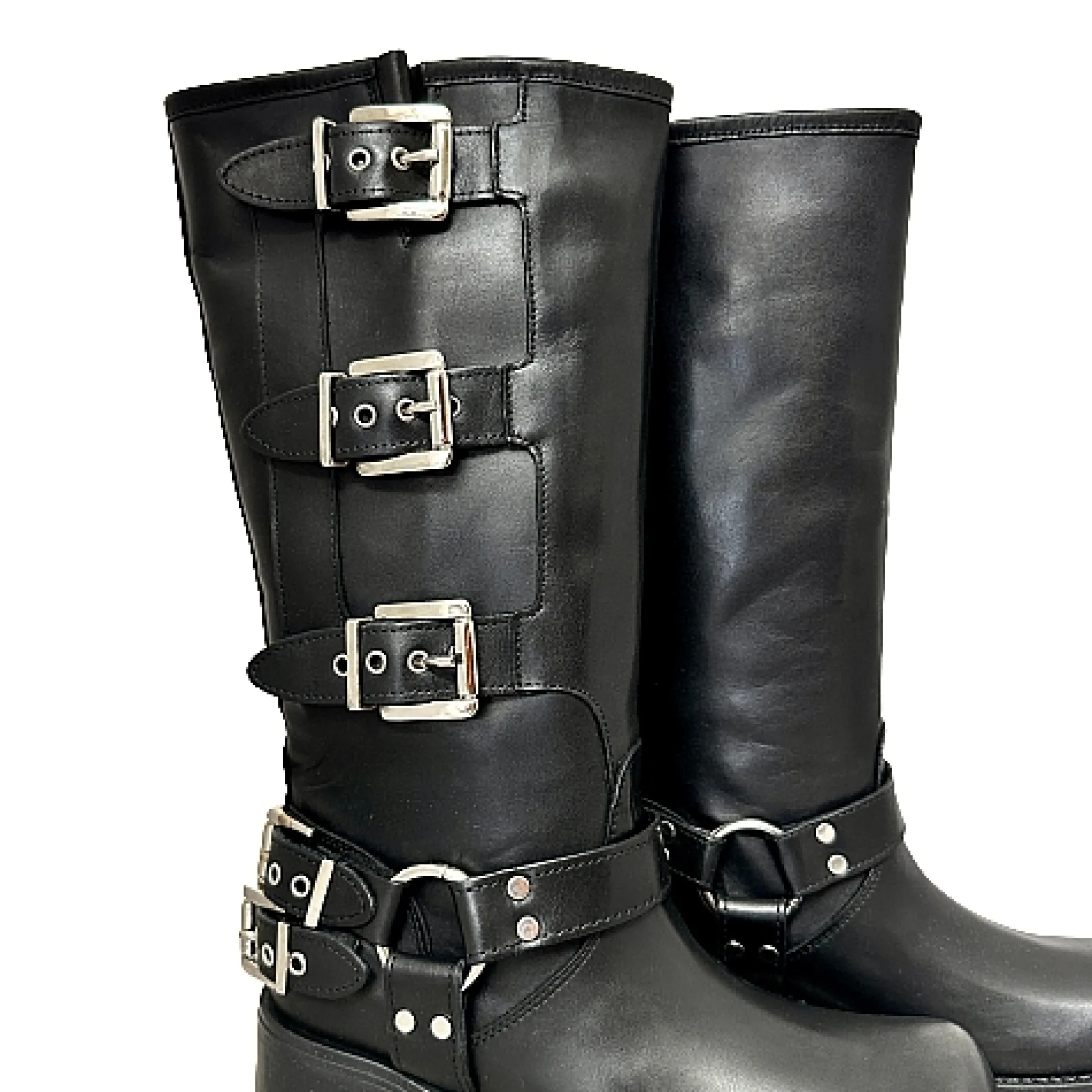 Scarpe di Maremma Stivale Biker Con Fibbie E Punta Squadrata Nero Pfv*Donna Stivali