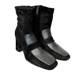 Scarpe di Maremma Stivaletto In Camoscio E Pelle Nero Pfv*Donna Tronchetti