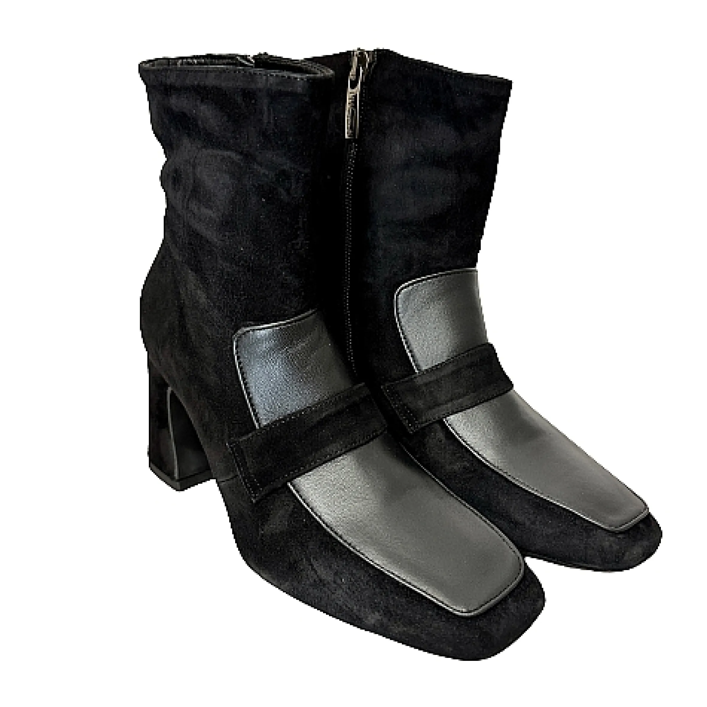 Scarpe di Maremma Stivaletto In Camoscio E Pelle Nero Pfv*Donna Tronchetti