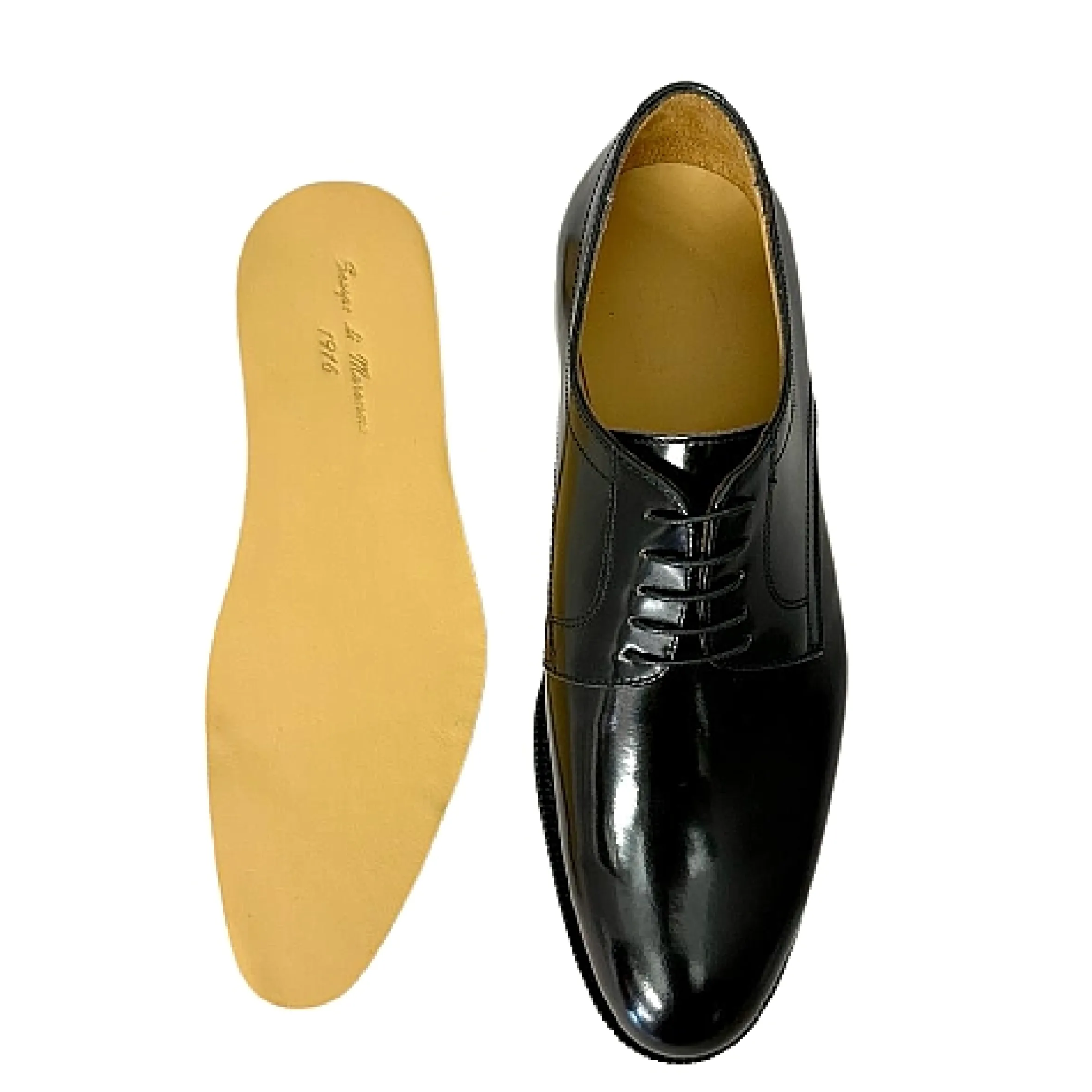 Scarpe di Maremma Stringata Artigianale Abrasivata Nera Cucita Blake*Uomo Stringate