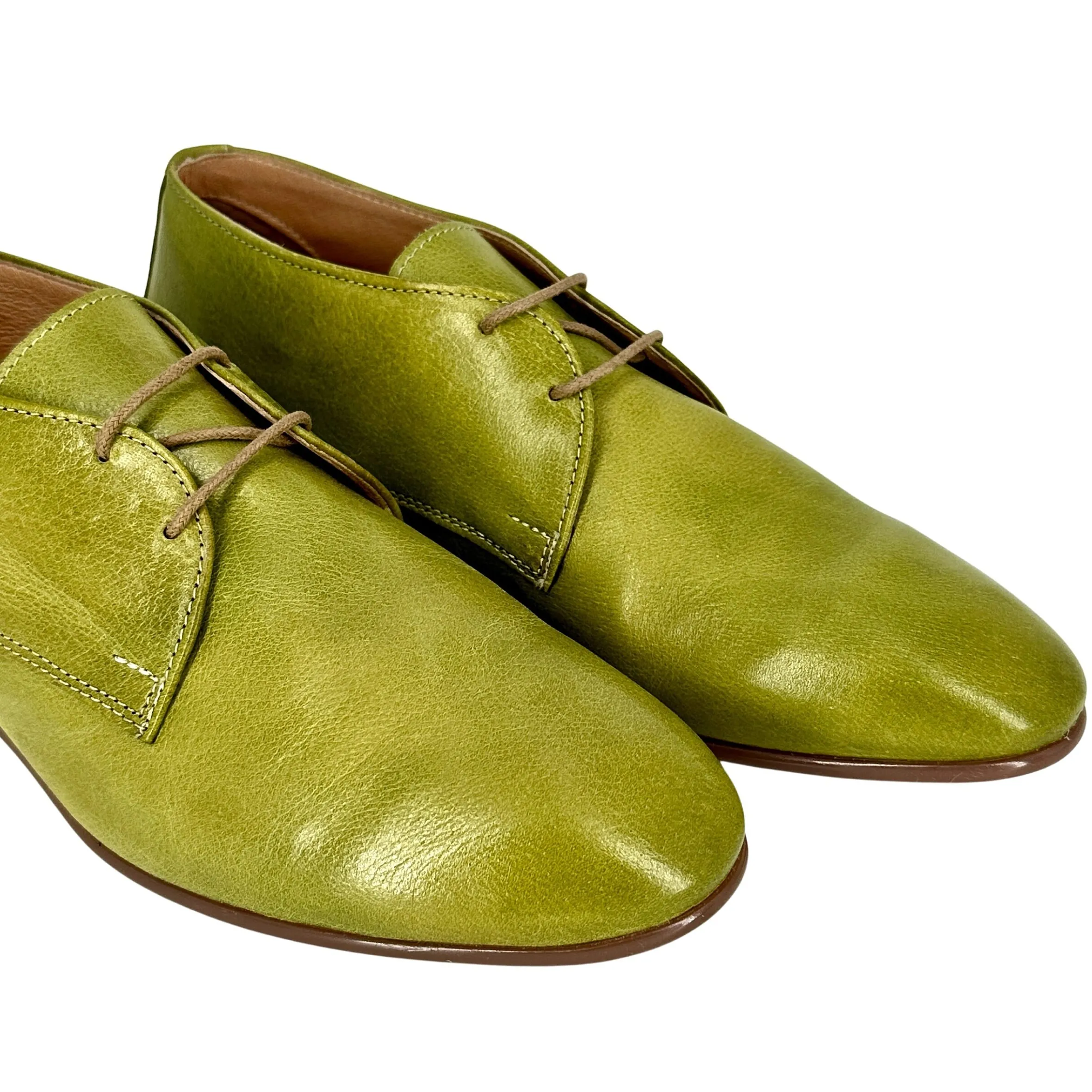 Scarpe di Maremma Stringata Artigianale In Pelle Tuffata Verde*Donna Scarpe Stringate