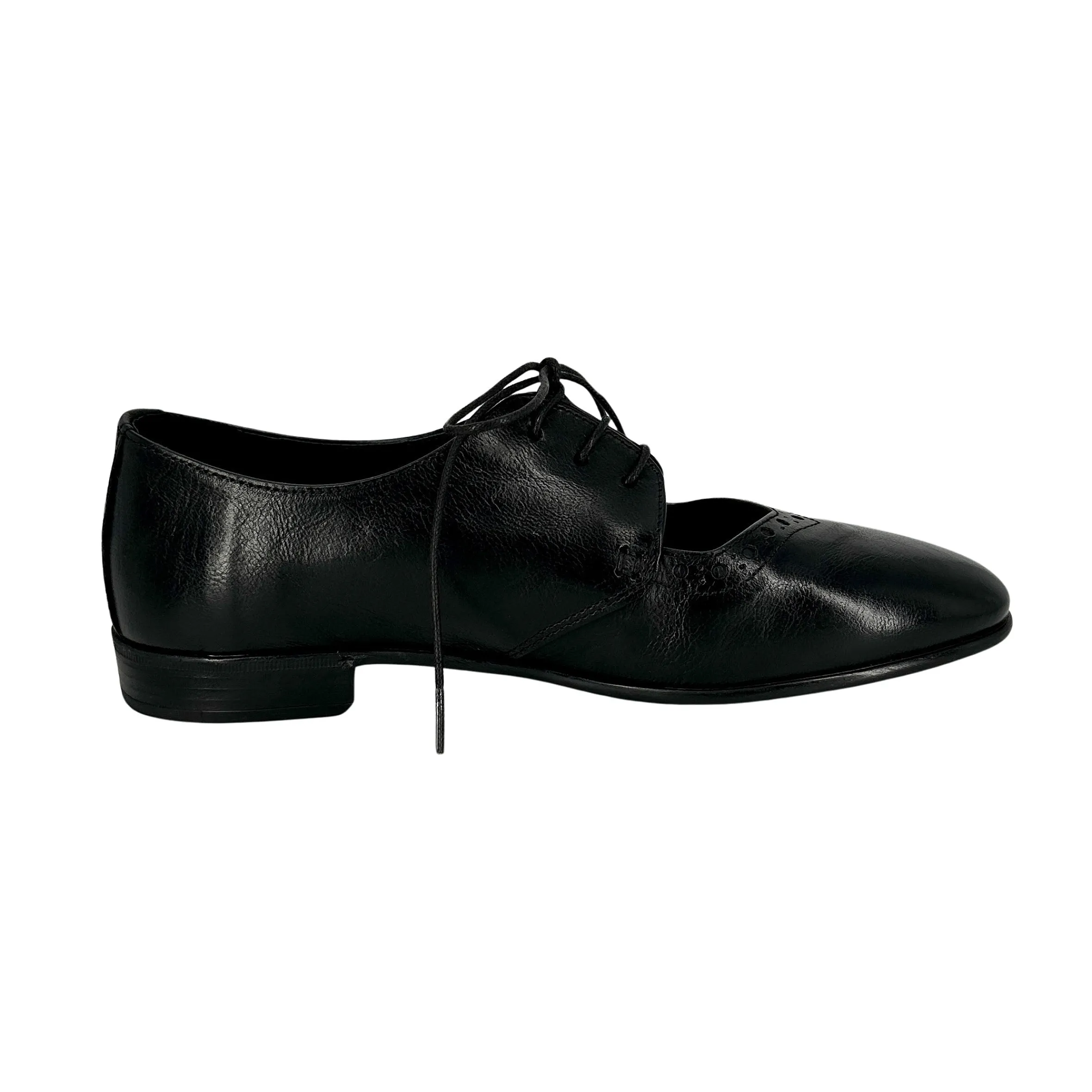 Scarpe di Maremma Stringata Artigianale In Pelle Tuffata Nera Camarri 1916*Donna Scarpe Stringate