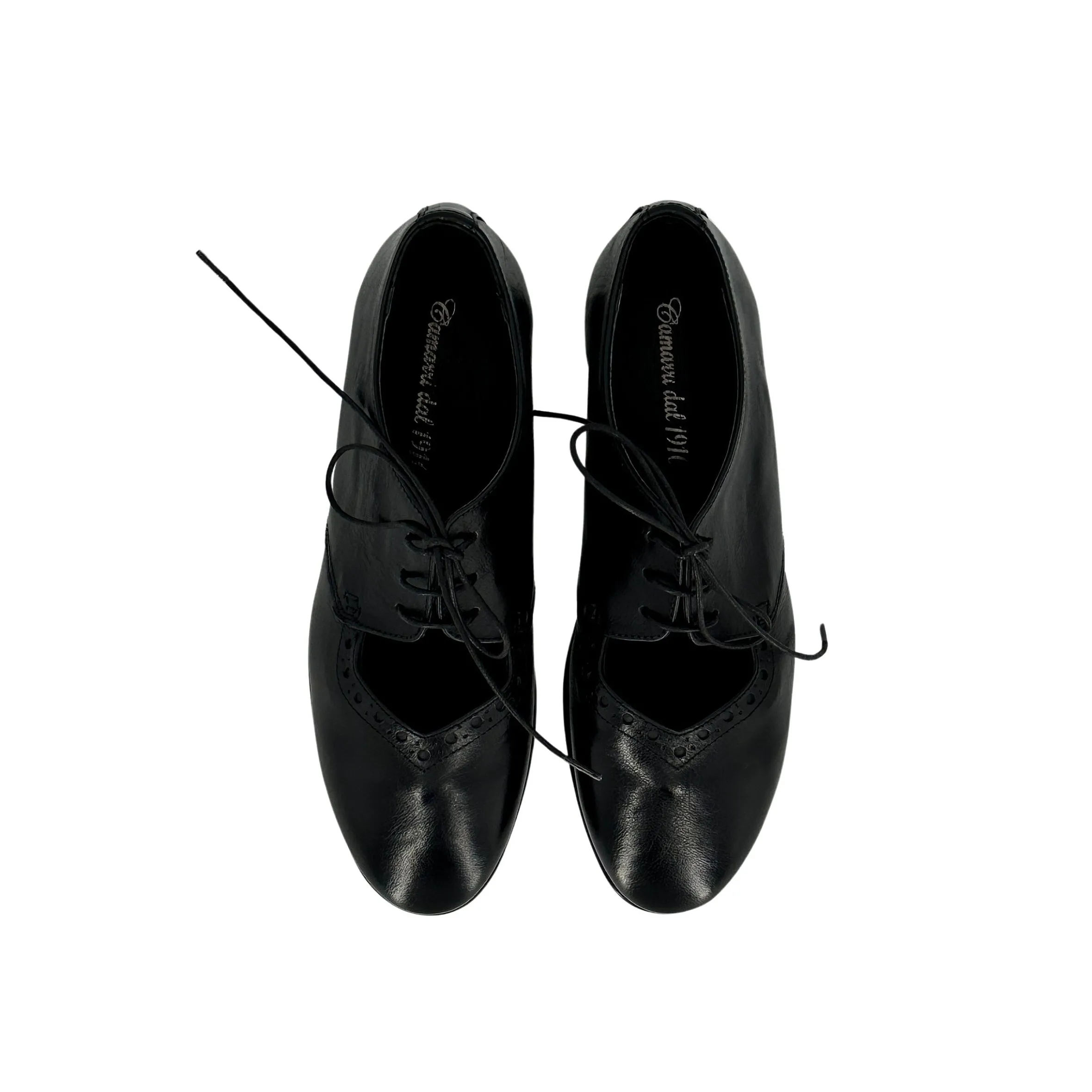 Scarpe di Maremma Stringata Artigianale In Pelle Tuffata Nera Camarri 1916*Donna Scarpe Stringate