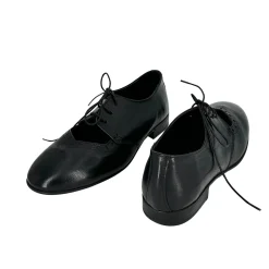 Scarpe di Maremma Stringata Artigianale In Pelle Tuffata Nera Camarri 1916*Donna Scarpe Stringate