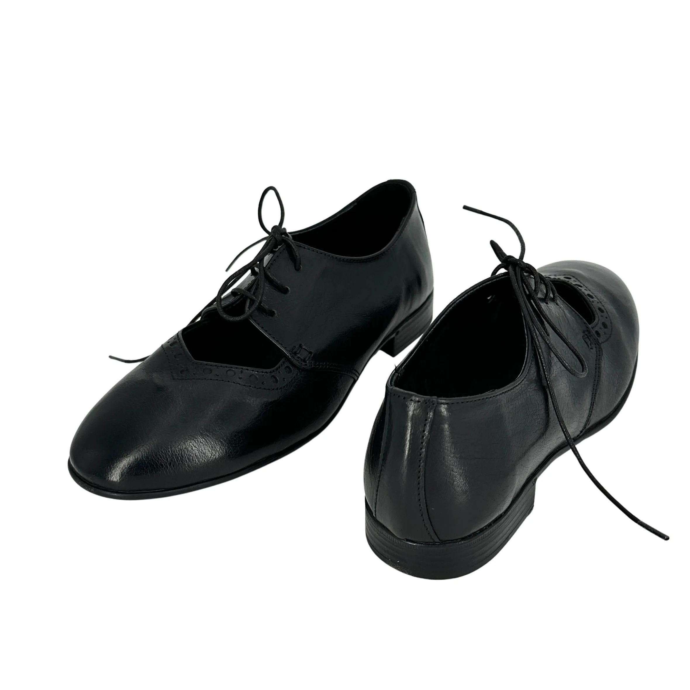 Scarpe di Maremma Stringata Artigianale In Pelle Tuffata Nera Camarri 1916*Donna Scarpe Stringate