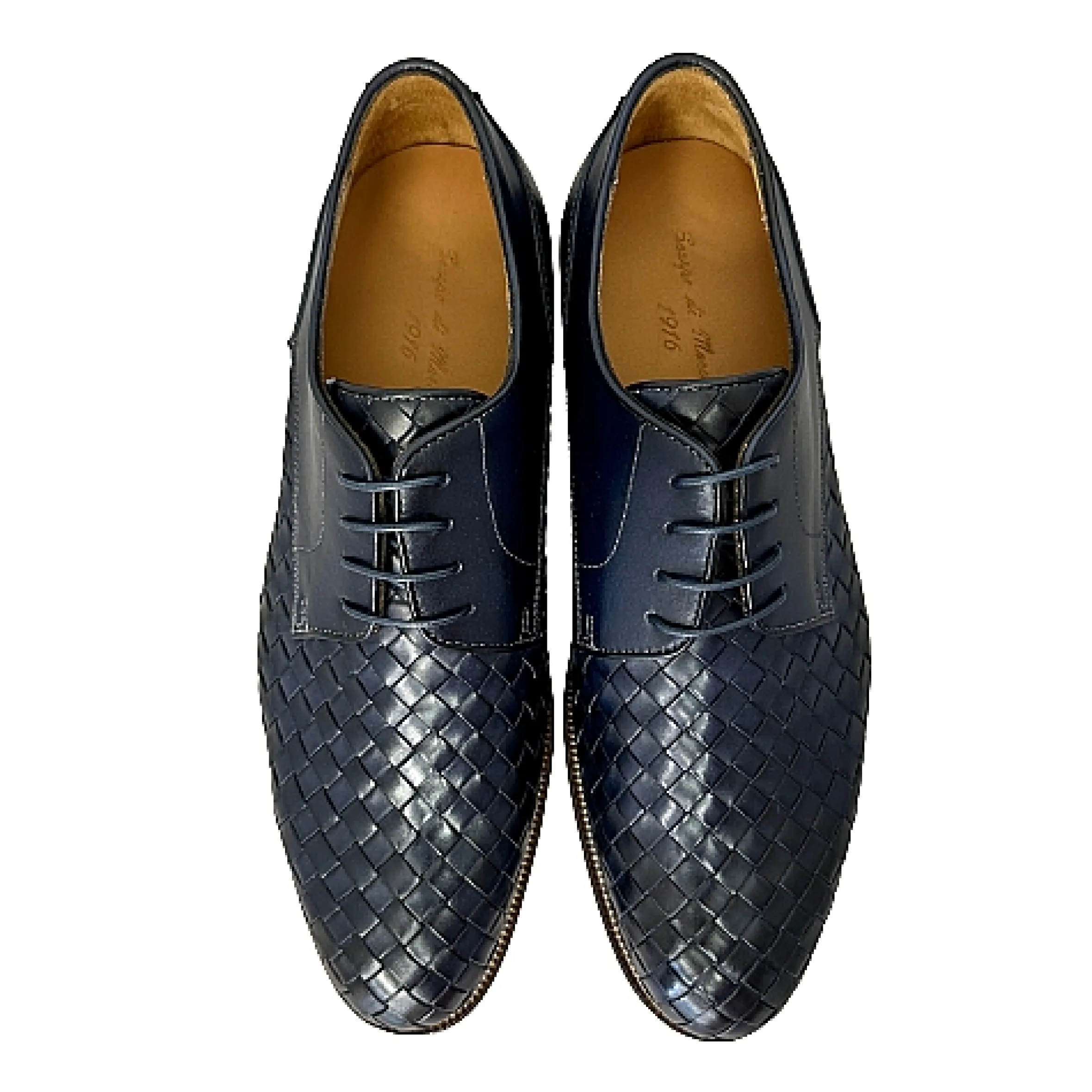 Scarpe di Maremma Stringata Artigianale Intrecciata Blu*Uomo Stringate