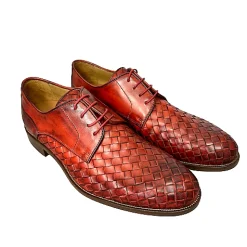 Scarpe di Maremma Stringata Artigianale Intrecciata Rossa Sfumata*Uomo Stringate