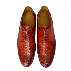 Scarpe di Maremma Stringata Artigianale Intrecciata Rossa Sfumata*Uomo Stringate
