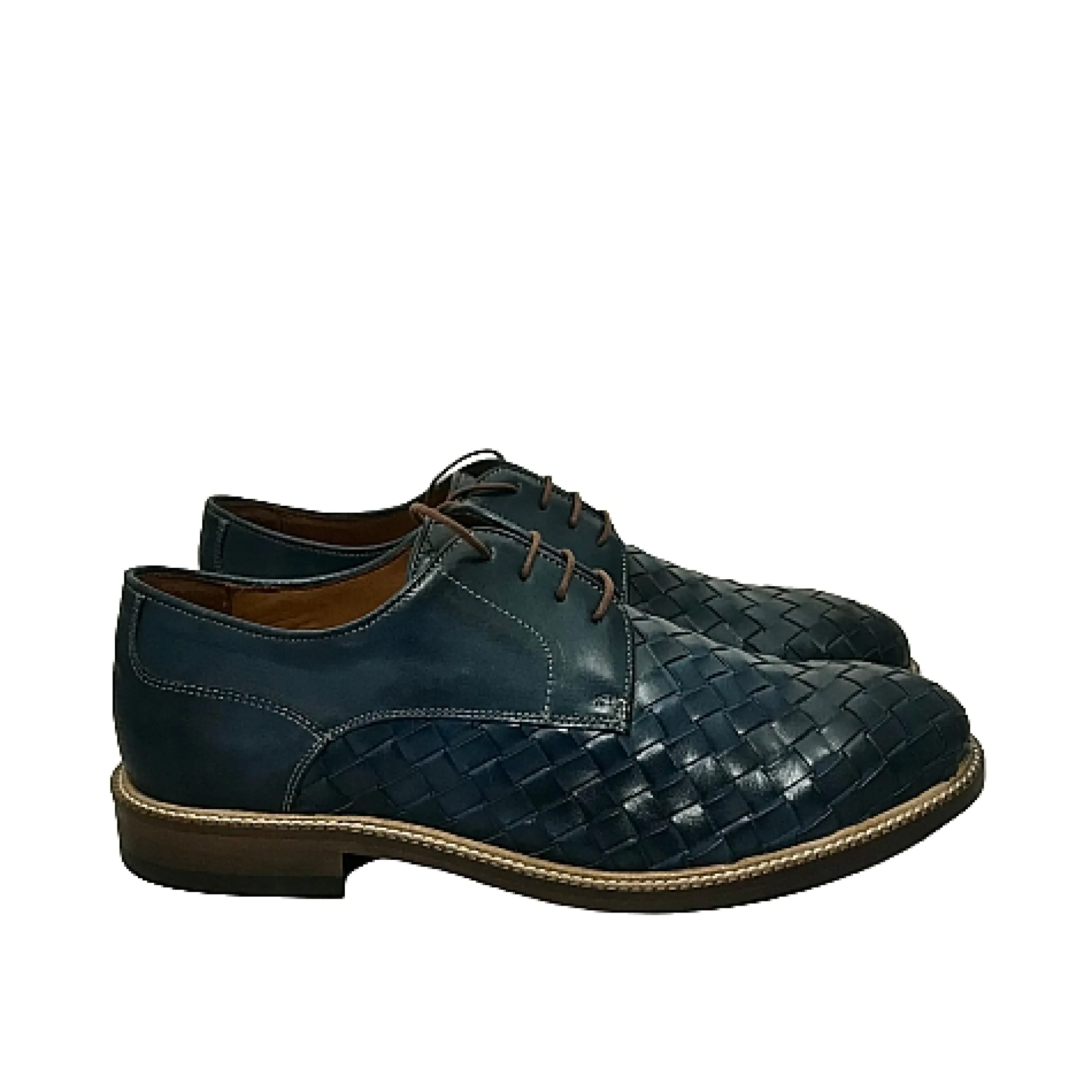 Scarpe di Maremma Stringata Artigianale Intrecciata Blu*Uomo Stringate