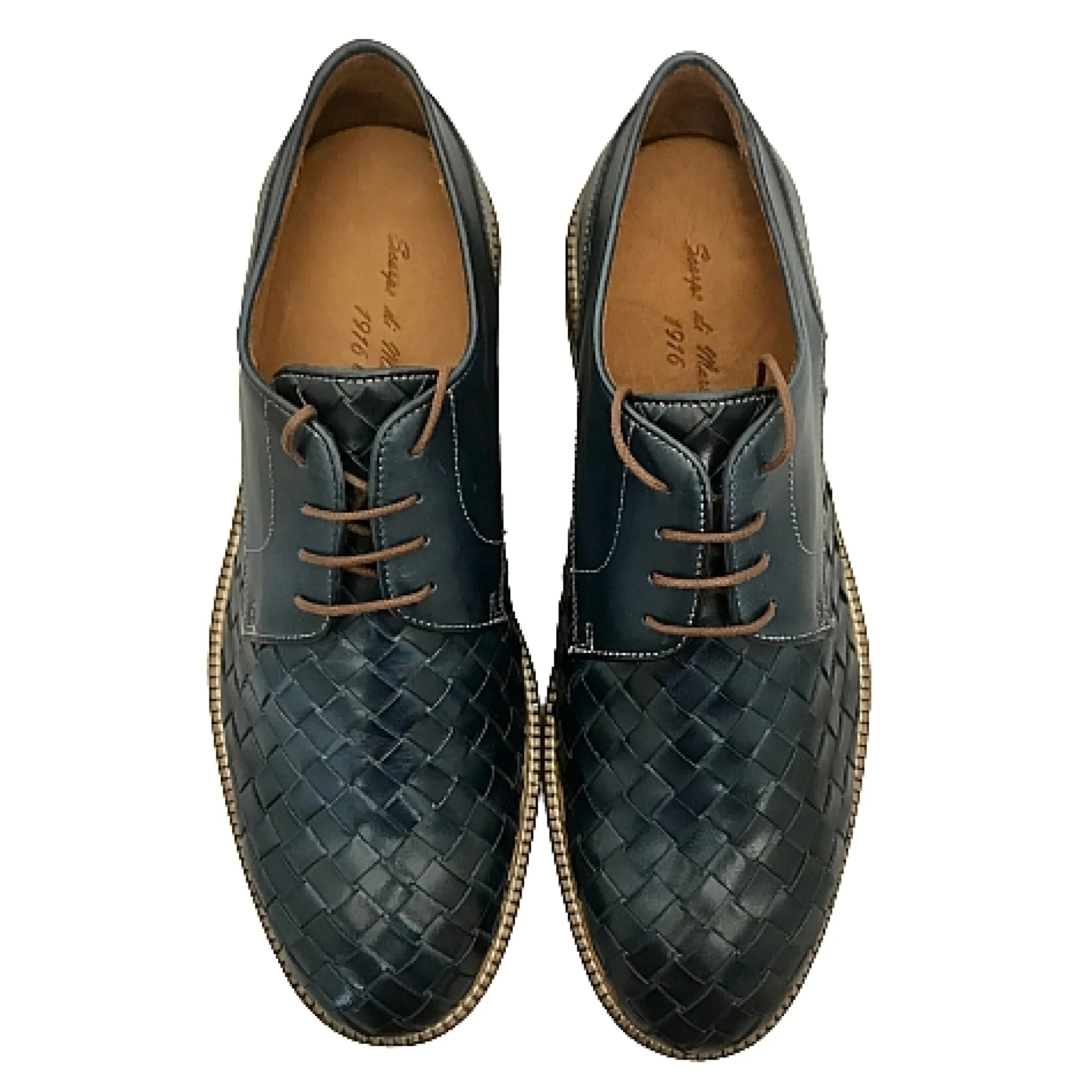 Scarpe di Maremma Stringata Artigianale Intrecciata Blu*Uomo Stringate