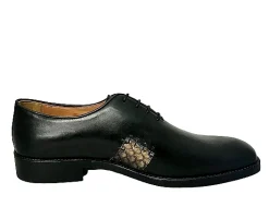 Scarpe di Maremma Stringata Fatta A Mano Con Toppe In Pitone Cucite Linea Luxury*Uomo Stringate