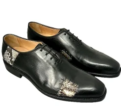 Scarpe di Maremma Stringata Fatta A Mano Con Toppe In Pitone Cucite Linea Luxury*Uomo Stringate