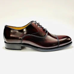 Scarpe di Maremma Stringata Fondo Cuoio Bordeaux Lucida Con Spunterbo*Uomo Stringate