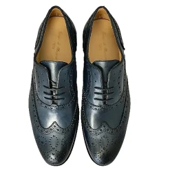 Scarpe di Maremma Stringata Fondo Cuoio Duilio Blu Navy Fondo Nero*Uomo Stringate
