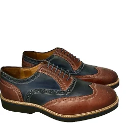 Scarpe di Maremma Stringata In Pelle Blu E Marrone Mod.M*Uomo Stringate