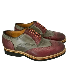 Scarpe di Maremma Stringata In Pelle Grigia E Bordeaux Mod.G*Uomo Stringate