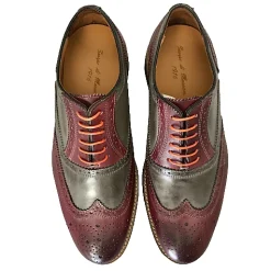 Scarpe di Maremma Stringata In Pelle Grigia E Bordeaux Mod.G*Uomo Stringate