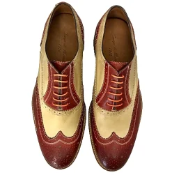 Scarpe di Maremma Stringata In Pelle Rossa E Taupe Mod.C*Uomo Stringate