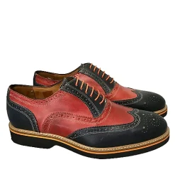 Scarpe di Maremma Stringata In Pelle Rossa E Blu Mod.B*Uomo Stringate