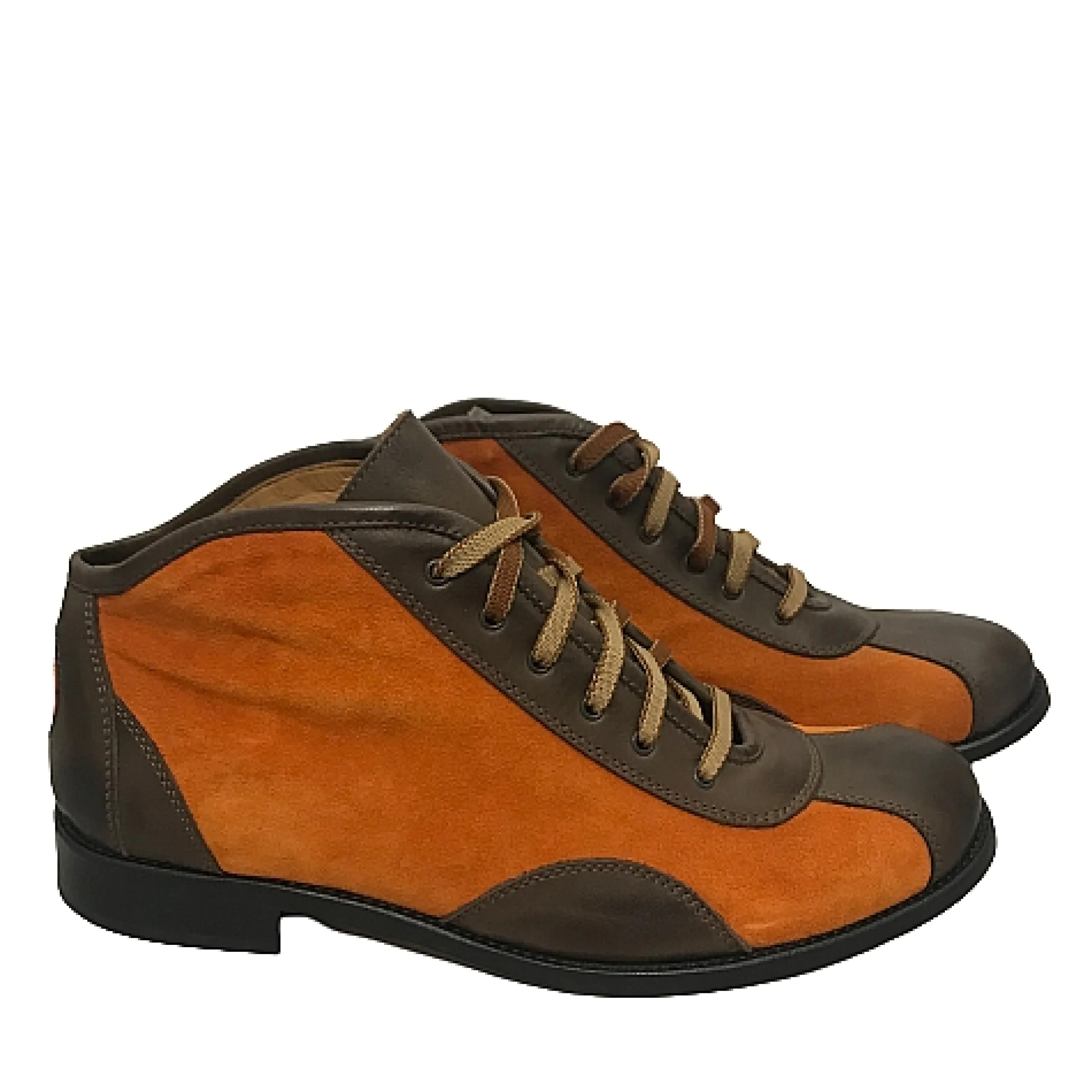Scarpe di Maremma Tazio In Pelle Marrone E Camoscio Arancione*Uomo Stivaletti