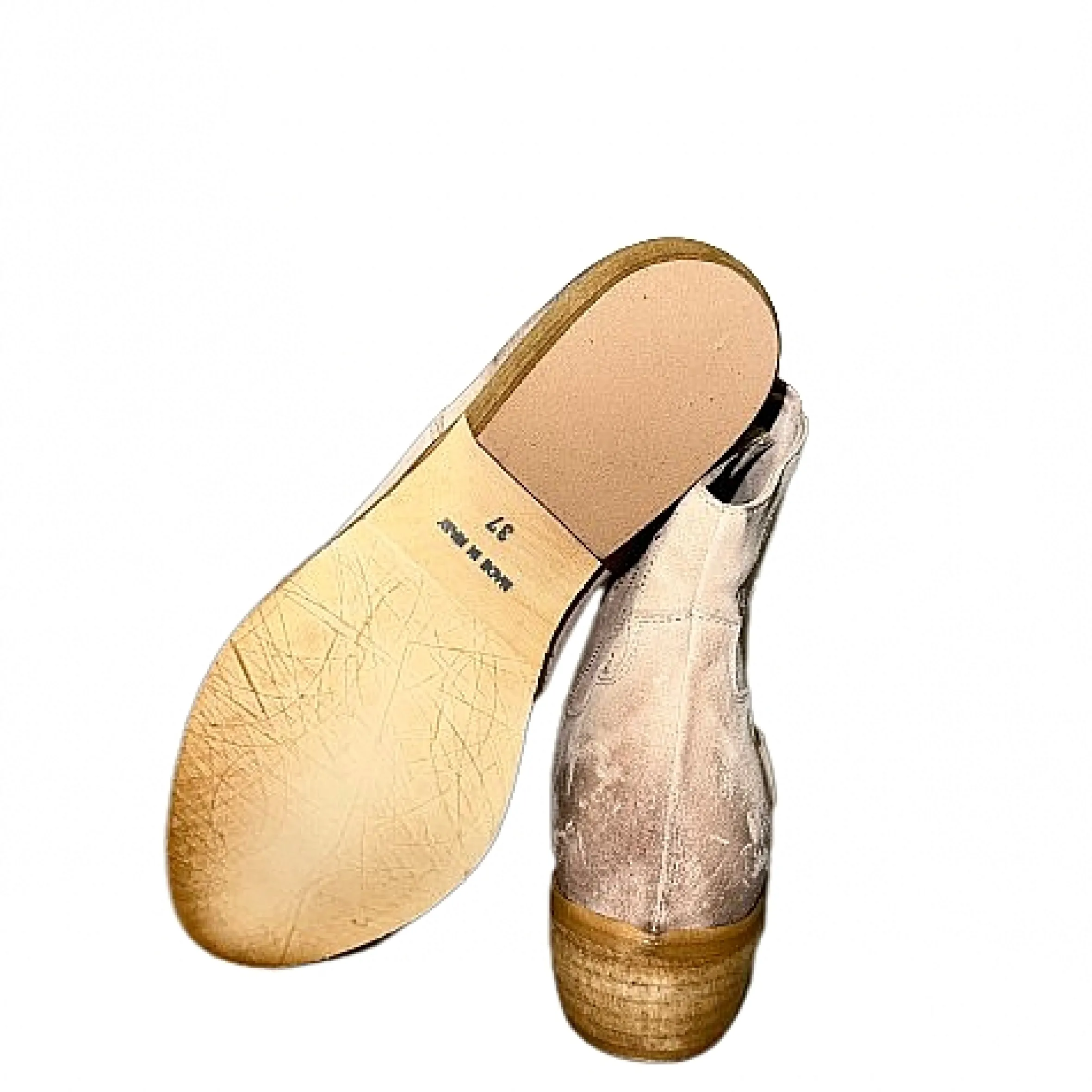 Scarpe di Maremma Texano Artigianale In Nabuk Spazzolato Cipria*Donna Tronchetti