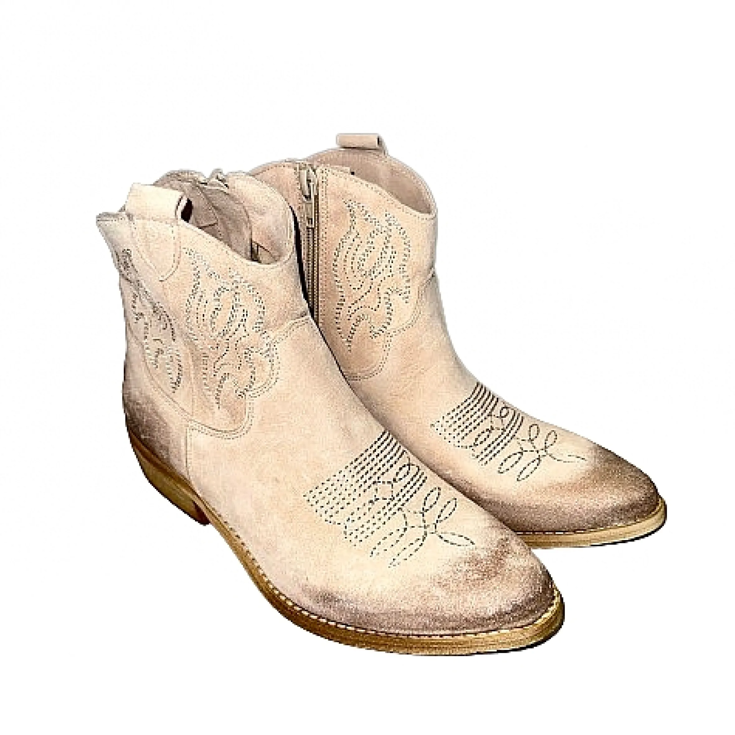 Scarpe di Maremma Texano Artigianale In Nabuk Spazzolato Cipria*Donna Tronchetti