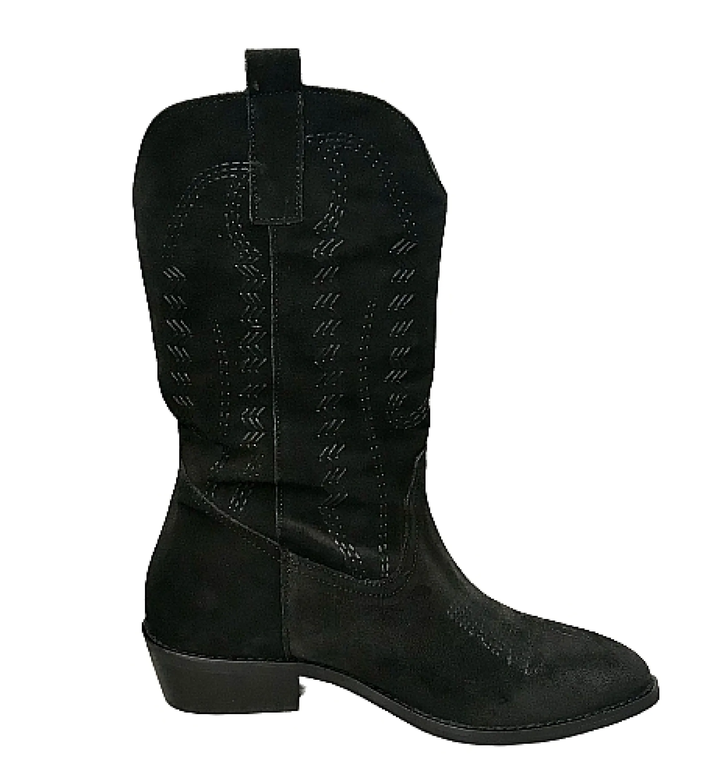 Scarpe di Maremma Texano Artigianale In Pelle Nera Crosta Medio*Donna Stivali