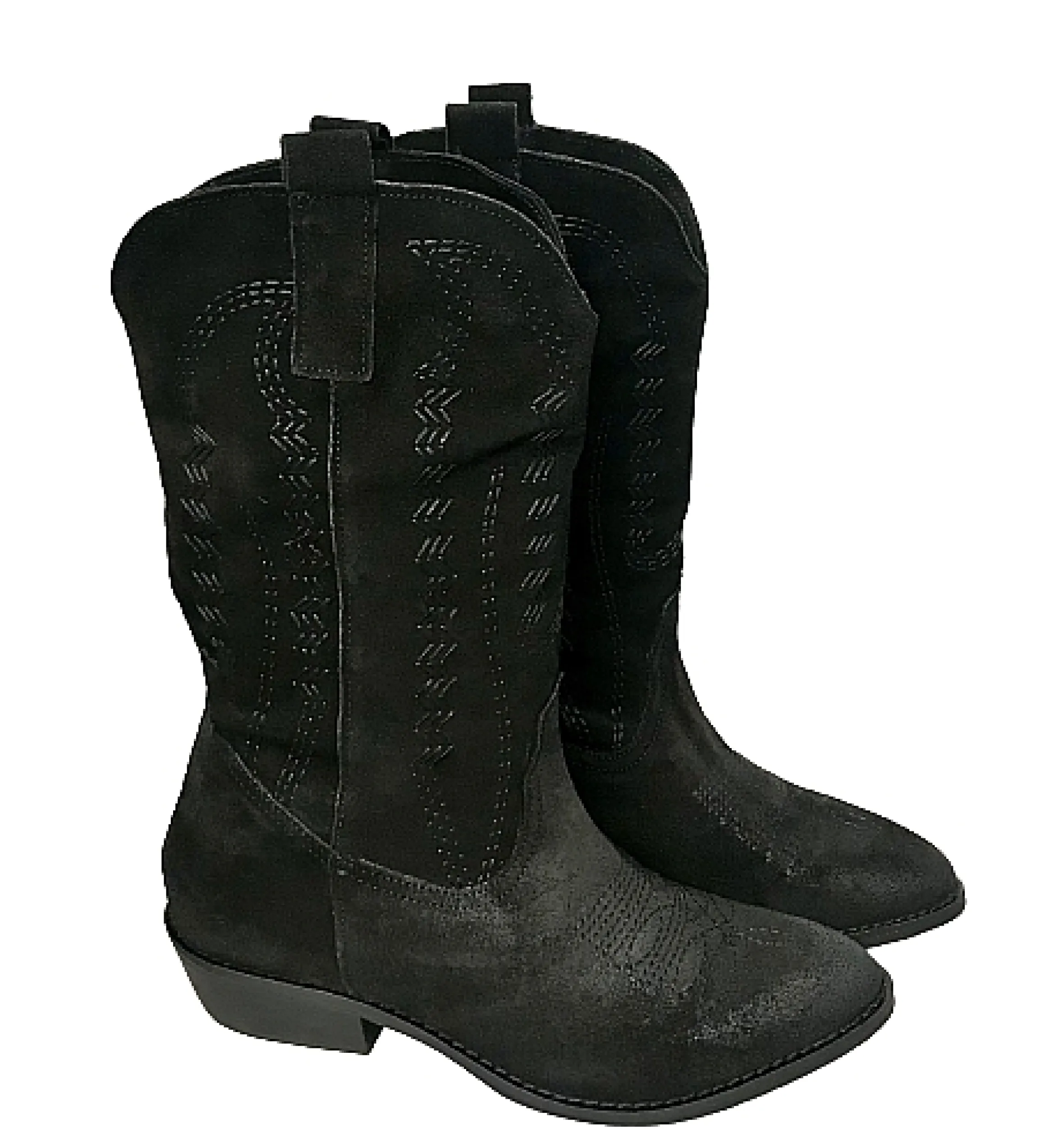 Scarpe di Maremma Texano Artigianale In Pelle Nera Crosta Medio*Donna Stivali