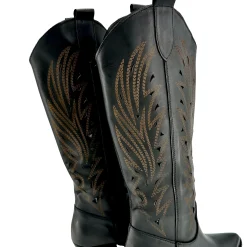 Scarpe di Maremma Texano In Pelle Laserata Nera*Donna Stivali