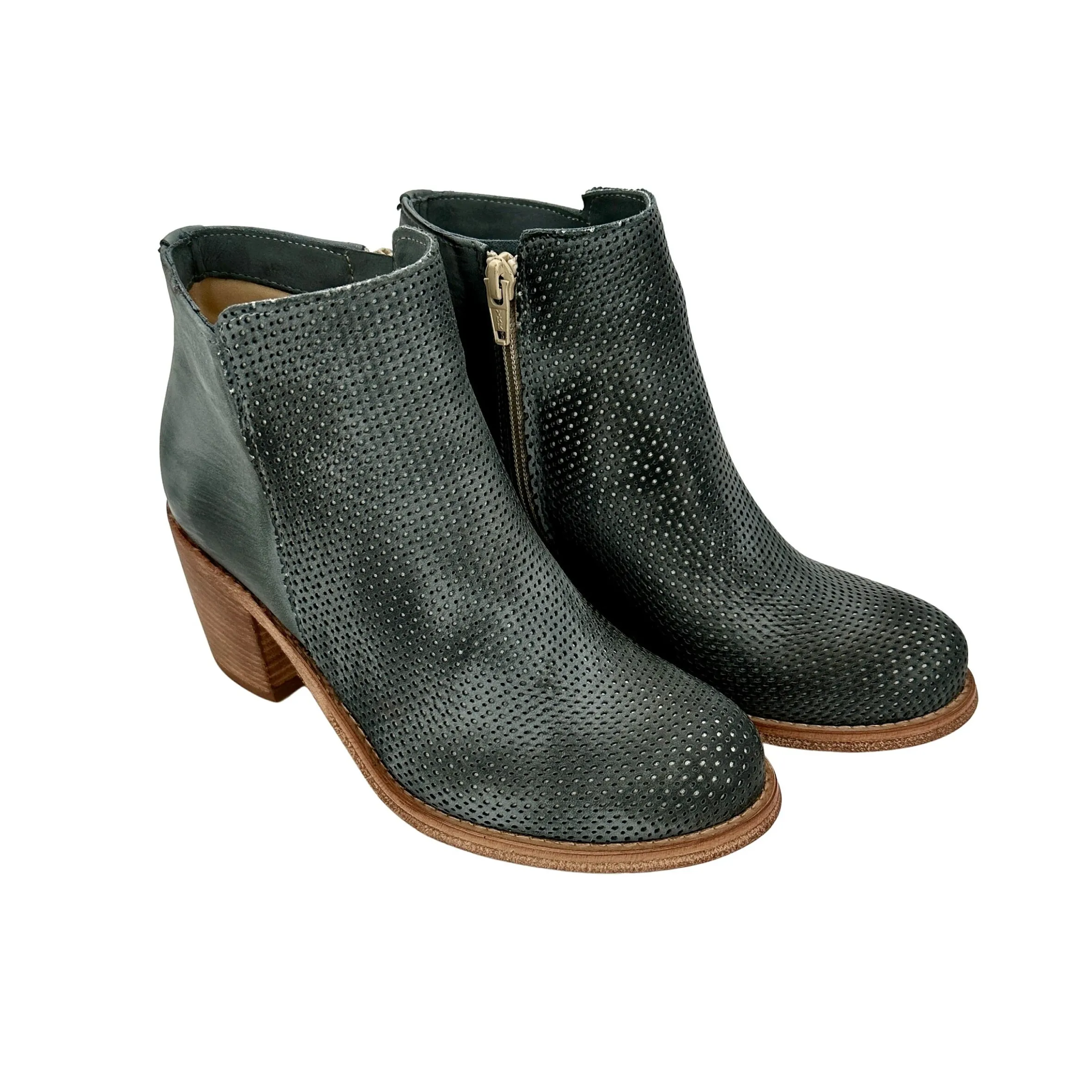 Scarpe di Maremma Tronchetto In Pelle Nabuk Spazzolato Jeans Grigio Con Cerniera*Donna Tronchetti