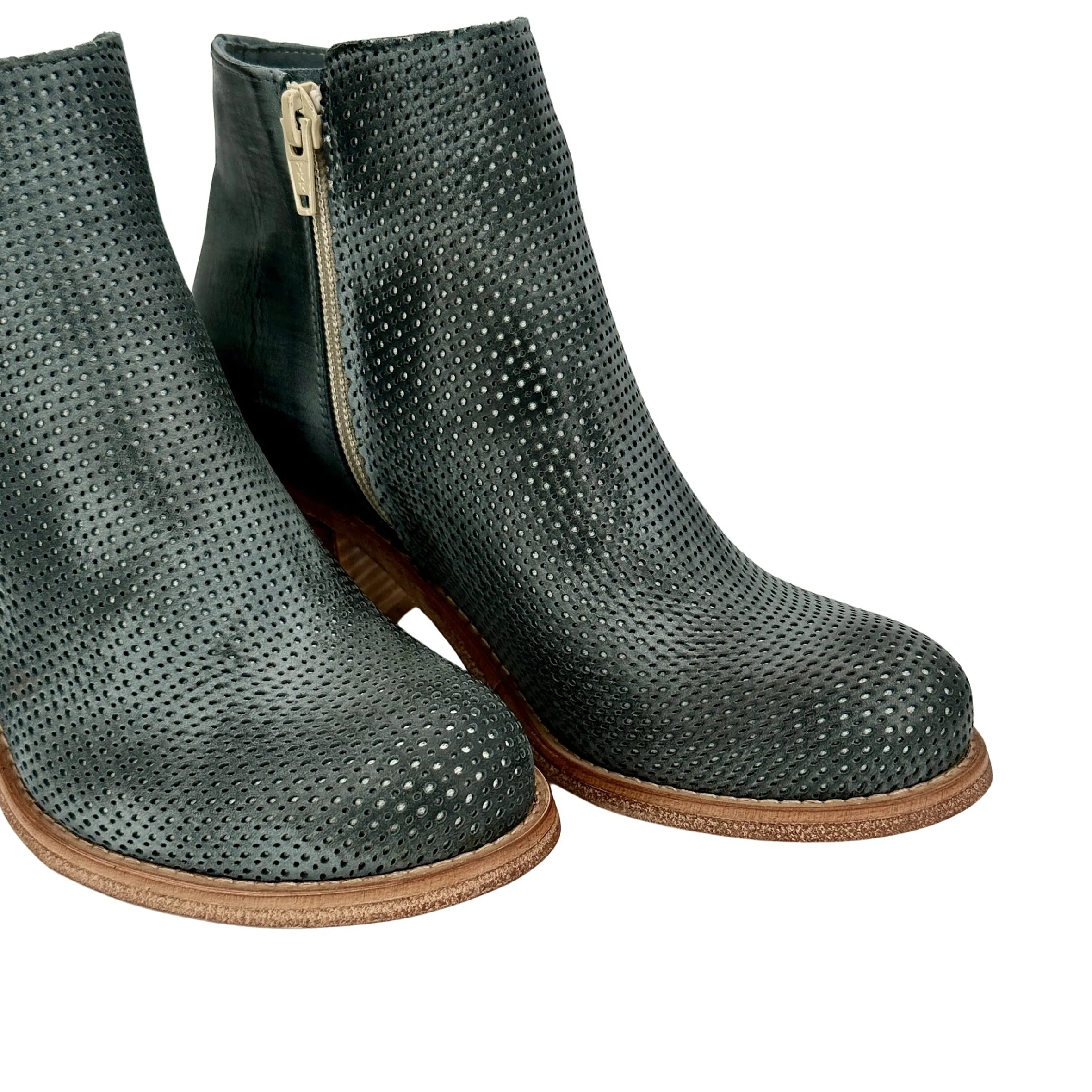 Scarpe di Maremma Tronchetto In Pelle Nabuk Spazzolato Jeans Grigio Con Cerniera*Donna Tronchetti