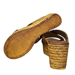 Scarpe di Maremma Zeppa Con Doppia Fascia In Rafia Senape*Donna Sandali & Ciabatte