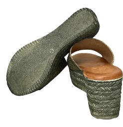 Scarpe di Maremma Zeppa Con Fascia In Rafia Kaki*Donna Sandali & Ciabatte